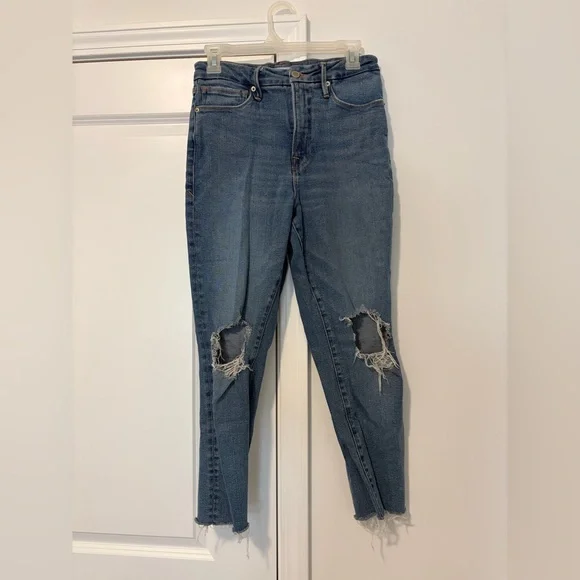 Good American Good Vintage High-Rise Straight Distressed Jeans - Picture 2 of 7